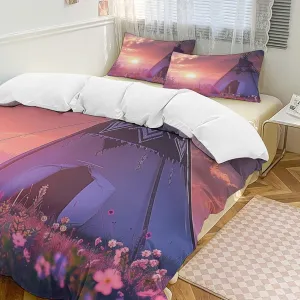 Wild Camping Sunset Bedding Comforter Sets Lightweight Bedding Set 3 Pieces (1 Duvet Cover, 2 Pillowcases) with Zipper Closure