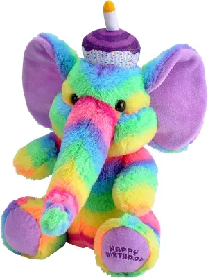 Wild Republic Animated Plush, Happy Birthday, Elephant, Stuffed Animal, 12 inches, Toys for a 1 Year Old, Plush Toy, Fill is Spun Recycled Water Bottles