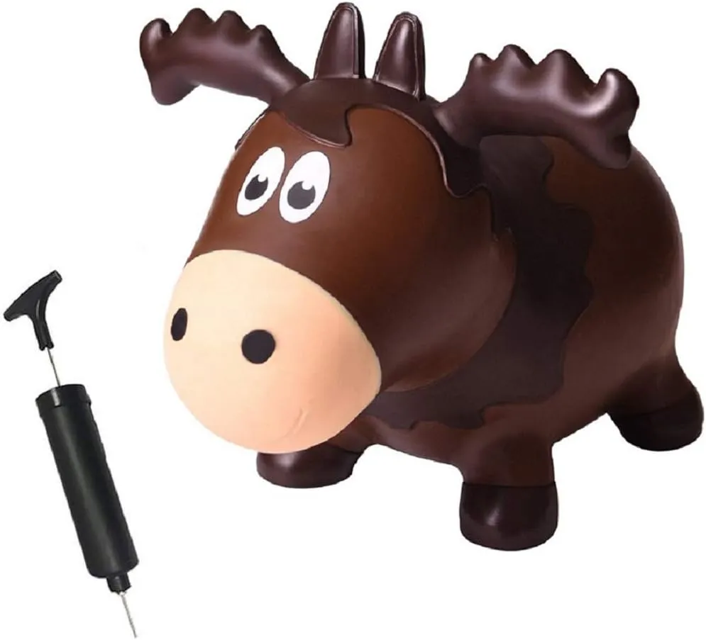 Wildlife Hopper Inflatable Toddler Safe Bouncing Moose Plus Pump