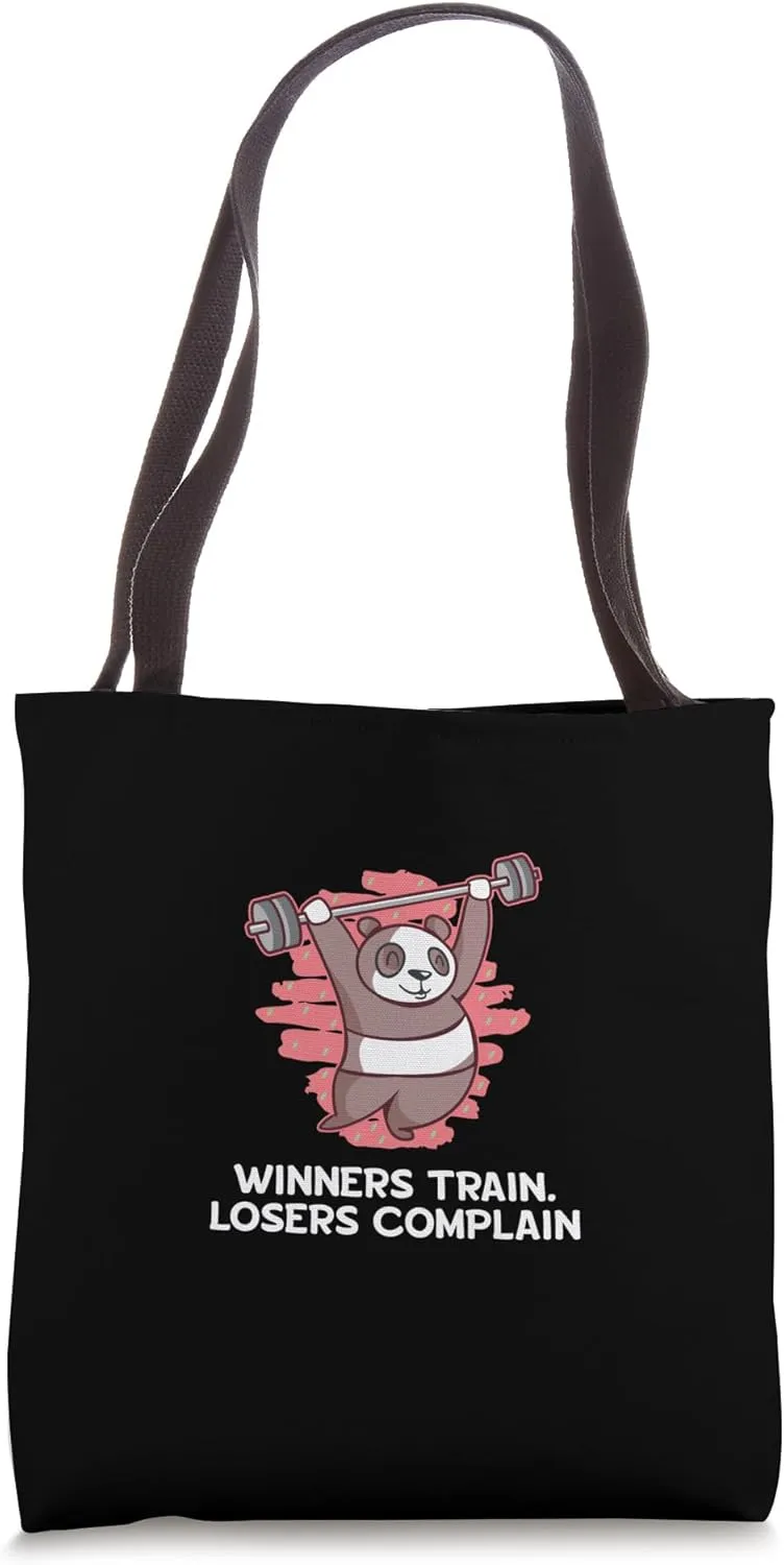 Winners Train Losers Complain Workout Motivational Quote Gym Tote Bag
