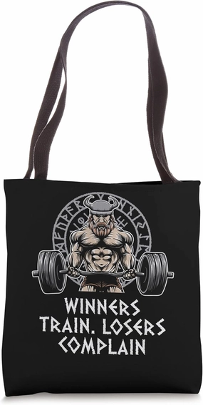 Winners Train Losers Complain Workout Motivational Quote Gym Tote Bag