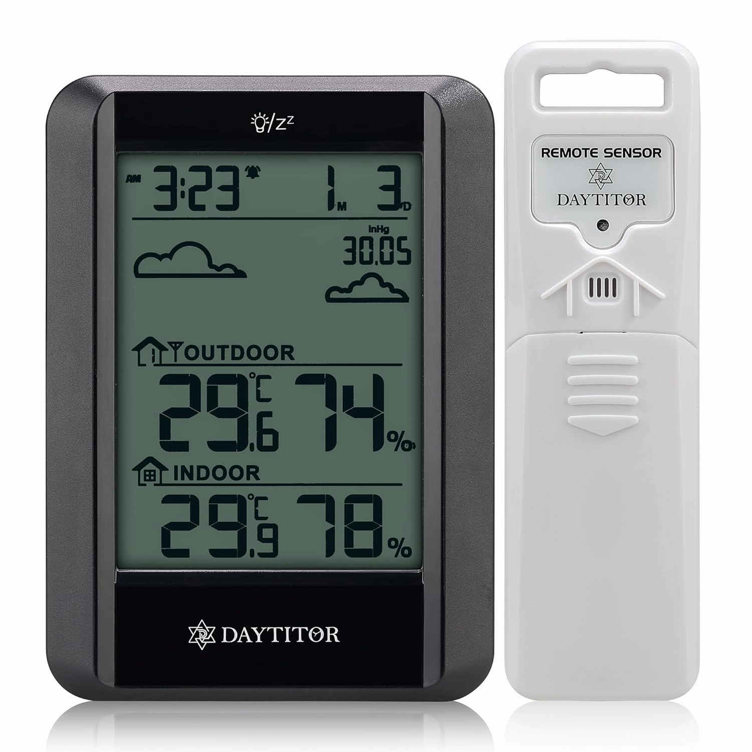 Wireless Digital Hygrometer Indoor/Outdoor Thermometer,High Precision Temperature Humidity Monitor with 330ft Range Remote Sensor and Backlight Display