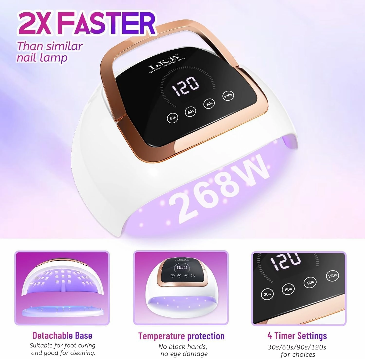 Wisdompark 268W UV LED Nail Lamp, Nail Dryer for Gel Polish, 4 Timers Curing Lamp Professional Nail Light, 66Pcs Uv Beads and Automatic Sensor (Black)