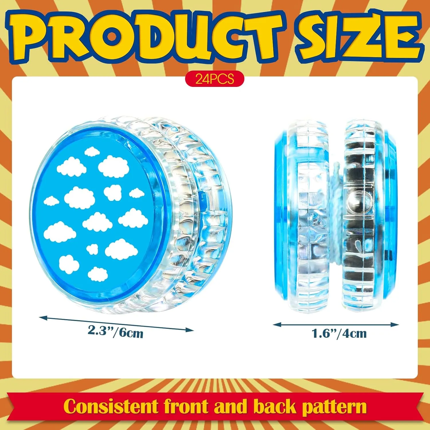 Woanger 24 Pcs Yoyo Responsive Balls Bulk Novelty Plastic Yoyo for Girl Teens Adults Beginner Birthday Classroom Prizes Party Favors(Blue Sky)
