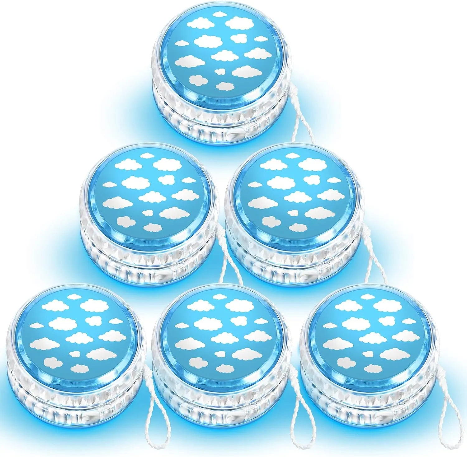 Woanger 24 Pcs Yoyo Responsive Balls Bulk Novelty Plastic Yoyo for Girl Teens Adults Beginner Birthday Classroom Prizes Party Favors(Blue Sky)
