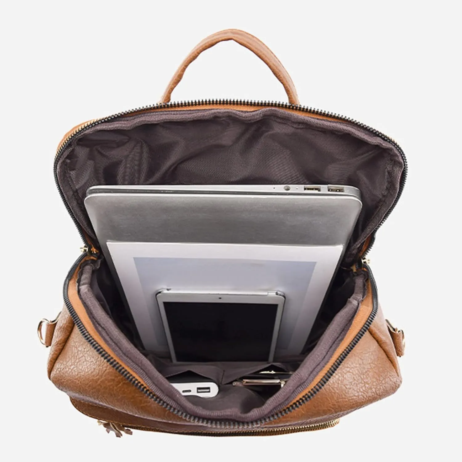 Women Bag Fashion Backpack Comfortable Leather Student Backpack Travel for Men Bags (Khaki, One Size)