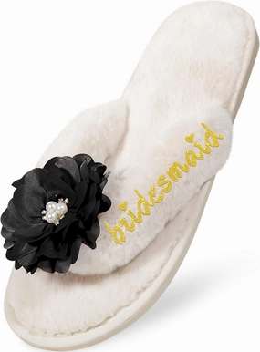 Women’s Bridesmaid Slippers Bride Slippers for Wedding Day Bride Gifts for her Engagement Gifts for Women Wedding Slippers Bridal Shower Gifts for Bride to Be Gifts for Her