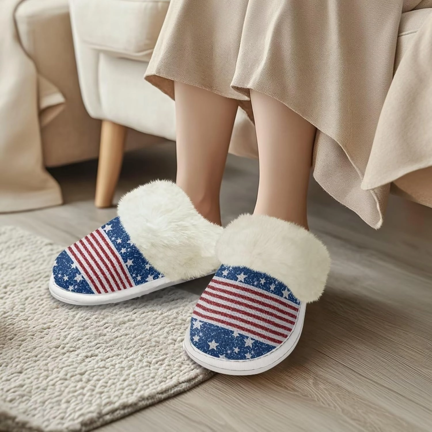 Women's Fuzzy Slippers Warm Cozy Soft Lightweight Bedroom Slippers Women Indoor House Shoes Size 3-12