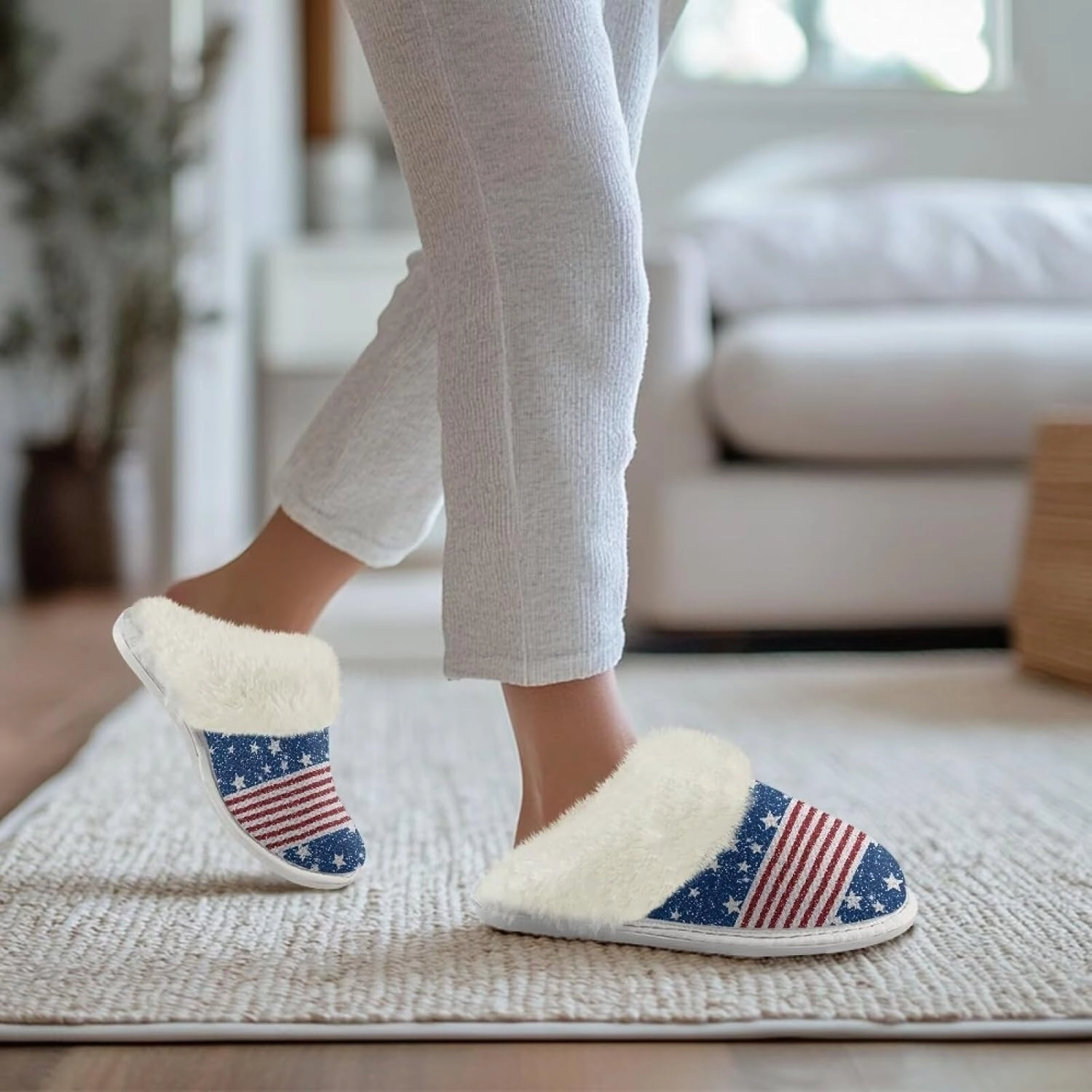 Women's Fuzzy Slippers Warm Cozy Soft Lightweight Bedroom Slippers Women Indoor House Shoes Size 3-12