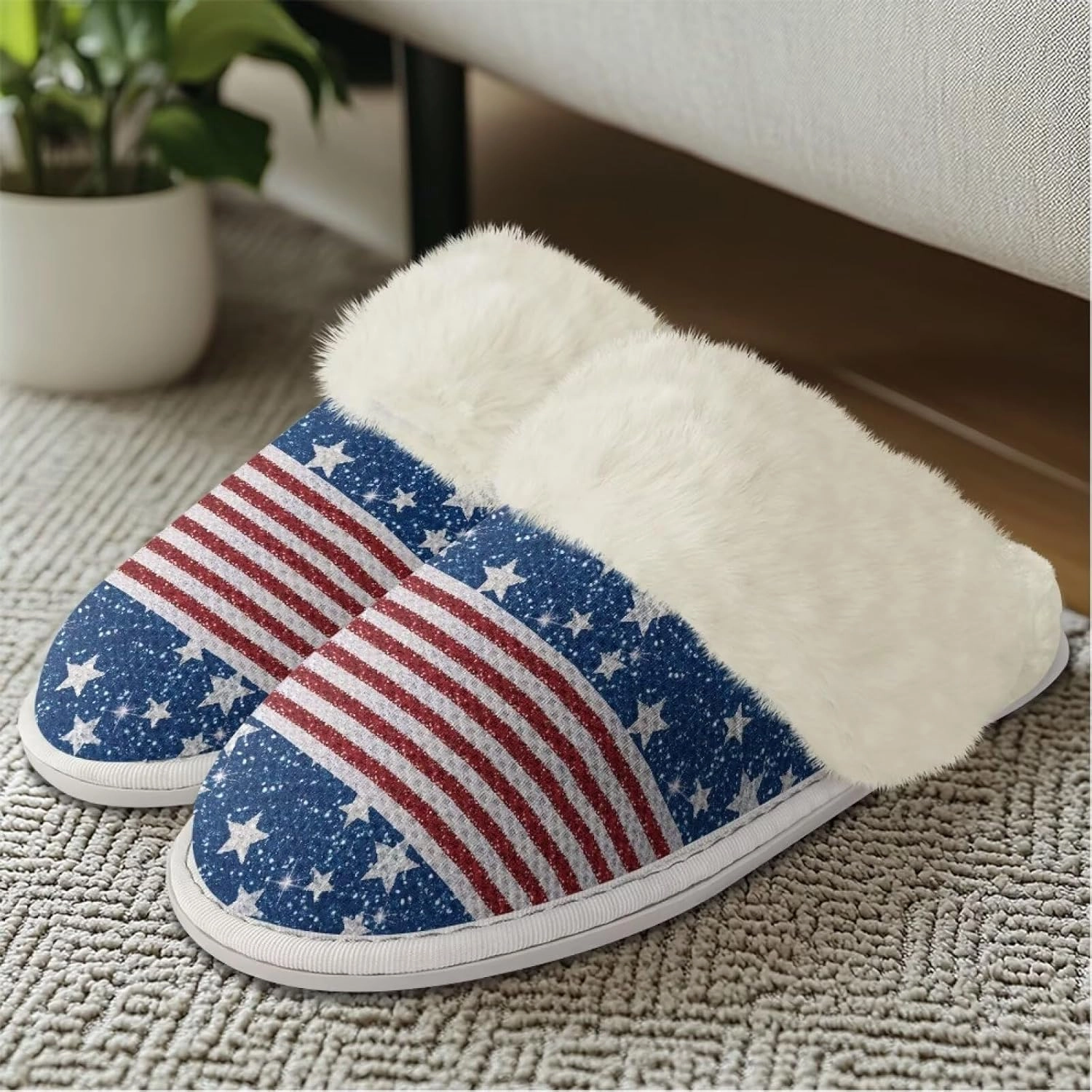 Women's Fuzzy Slippers Warm Cozy Soft Lightweight Bedroom Slippers Women Indoor House Shoes Size 3-12