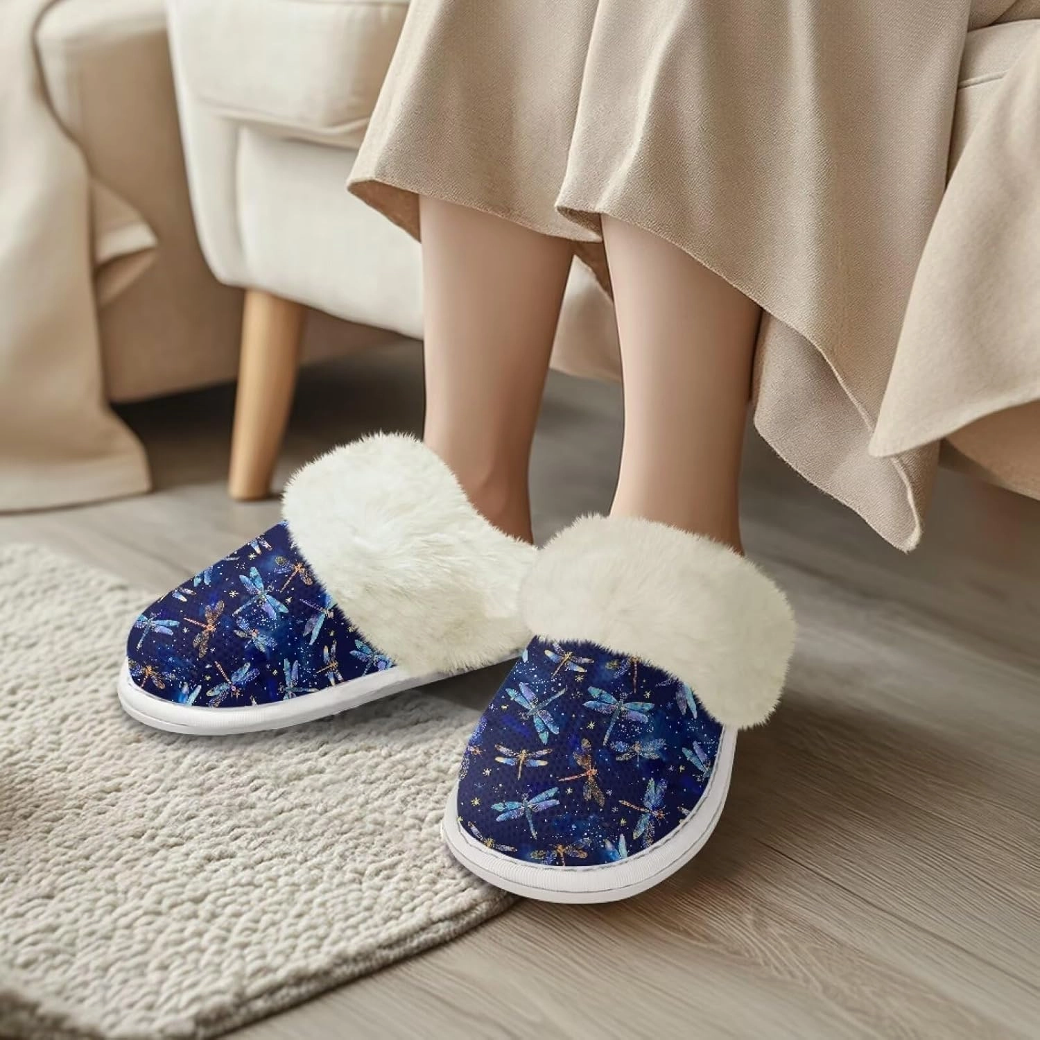 Women's Fuzzy Slippers Warm Cozy Soft Lightweight Bedroom Slippers Women Indoor House Shoes Size 3-12
