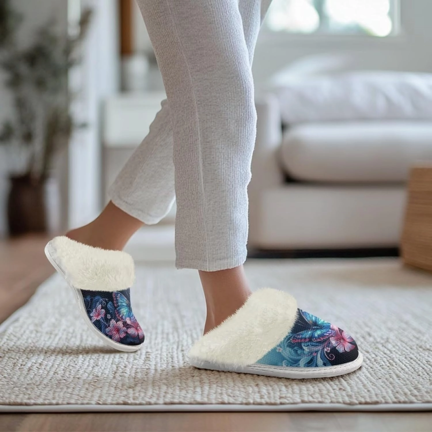 Women's Fuzzy Slippers Warm Cozy Soft Lightweight Bedroom Slippers Women Indoor House Shoes Size 3-12