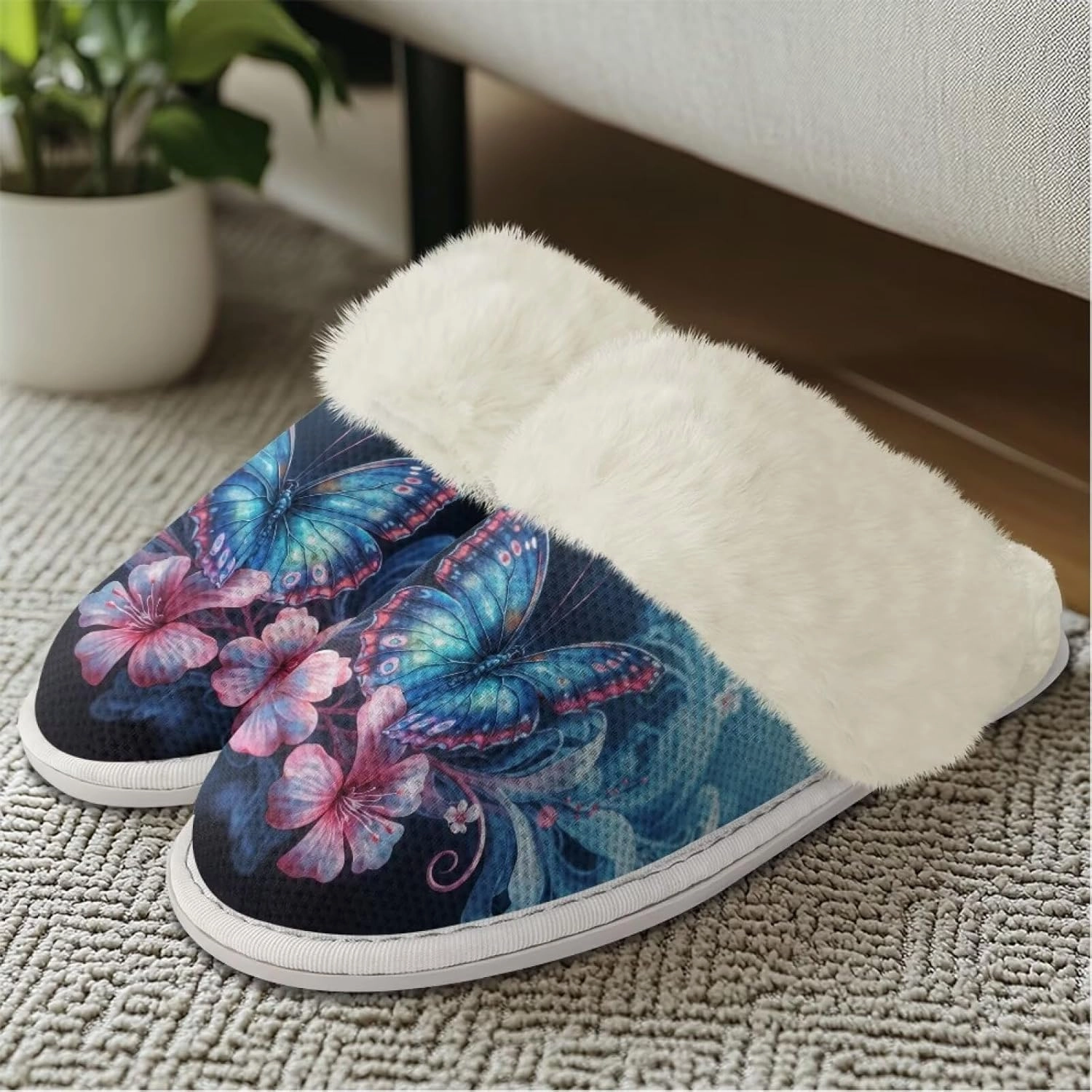Women's Fuzzy Slippers Warm Cozy Soft Lightweight Bedroom Slippers Women Indoor House Shoes Size 3-12