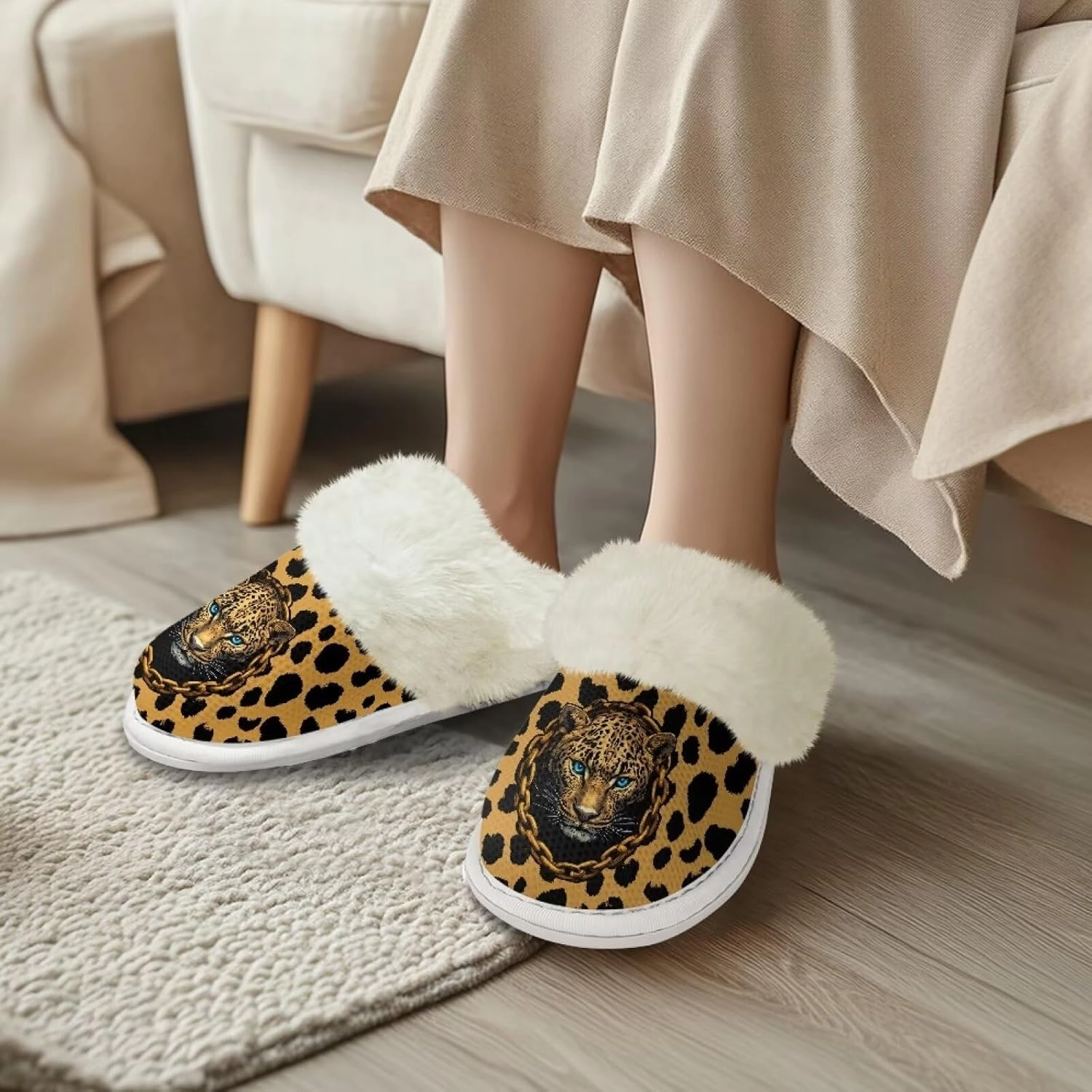 Women's Fuzzy Slippers Warm Cozy Soft Lightweight Bedroom Slippers Women Indoor House Shoes Size 3-12