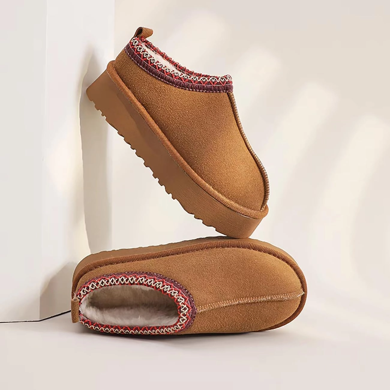 Women's Slippers Indoor & Outdoor Plush Lined Sneakers, Mini Slippers With Non-Slip Suede Ankle Boots