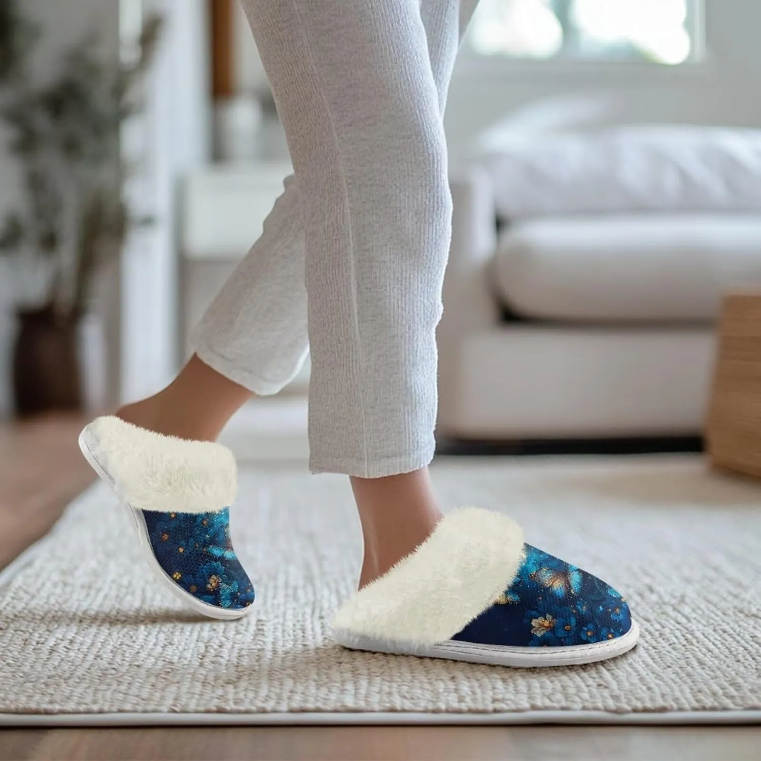 Women's Fuzzy Slippers Warm Cozy Soft Lightweight Bedroom Slippers Women Indoor House Shoes Size 3-12