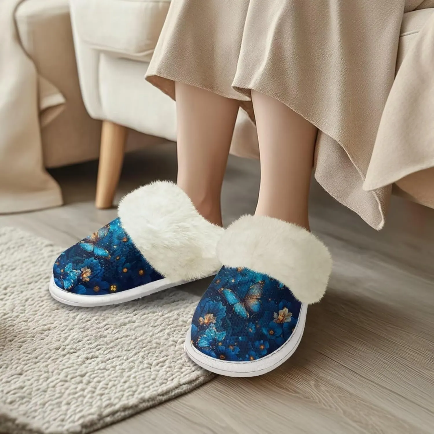 Women's Fuzzy Slippers Warm Cozy Soft Lightweight Bedroom Slippers Women Indoor House Shoes Size 3-12