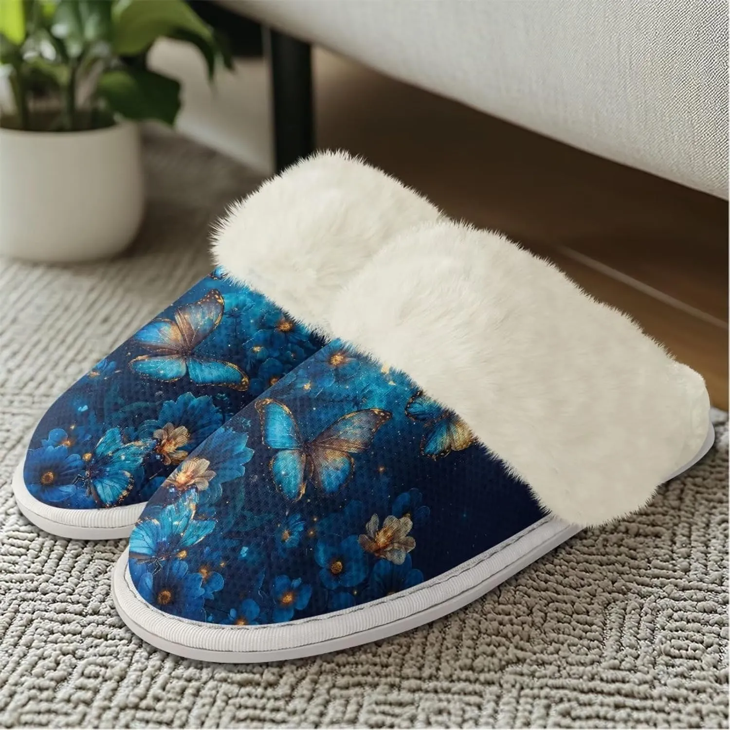 Women's Fuzzy Slippers Warm Cozy Soft Lightweight Bedroom Slippers Women Indoor House Shoes Size 3-12