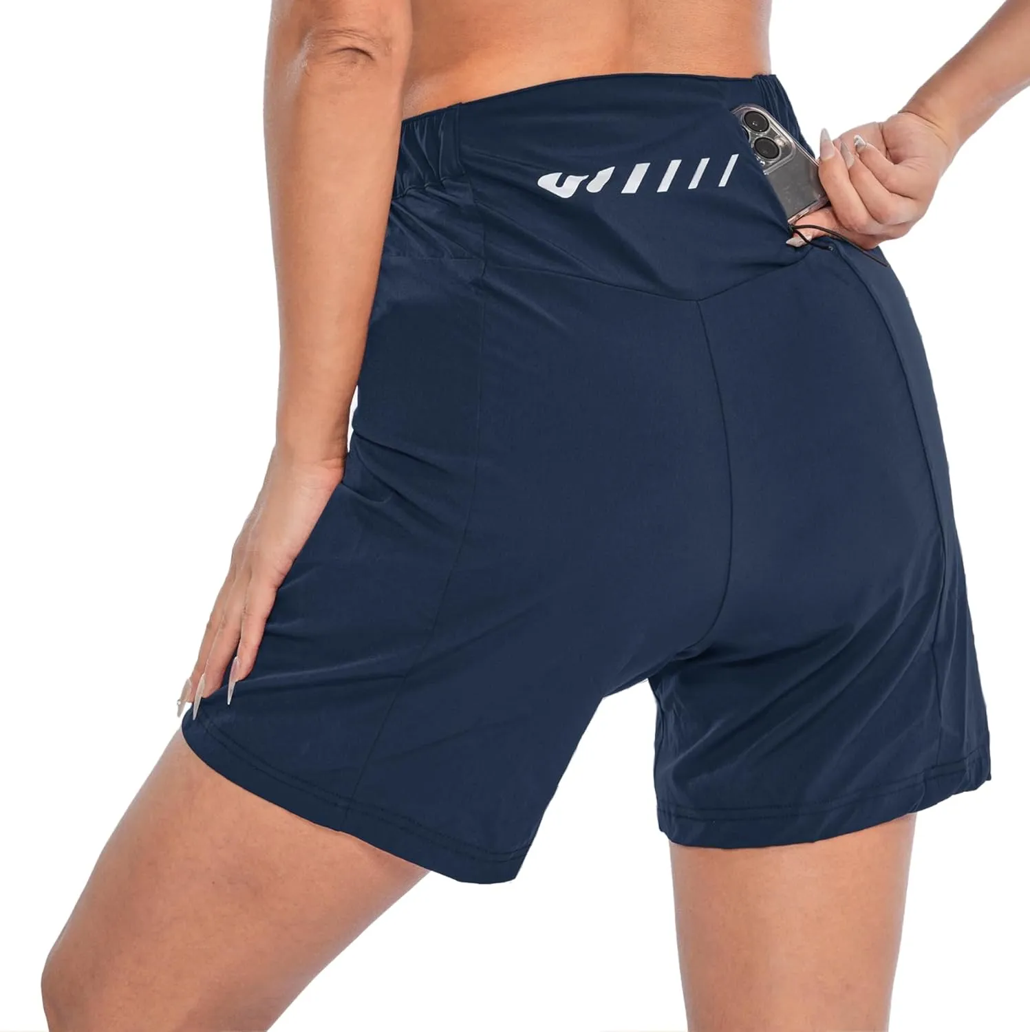 Womens Mountain Bike Shorts 2 in 1 Padded Cycling Women Biking Underwear with Padding Riding Bicycle Shorts Zipper Pocket