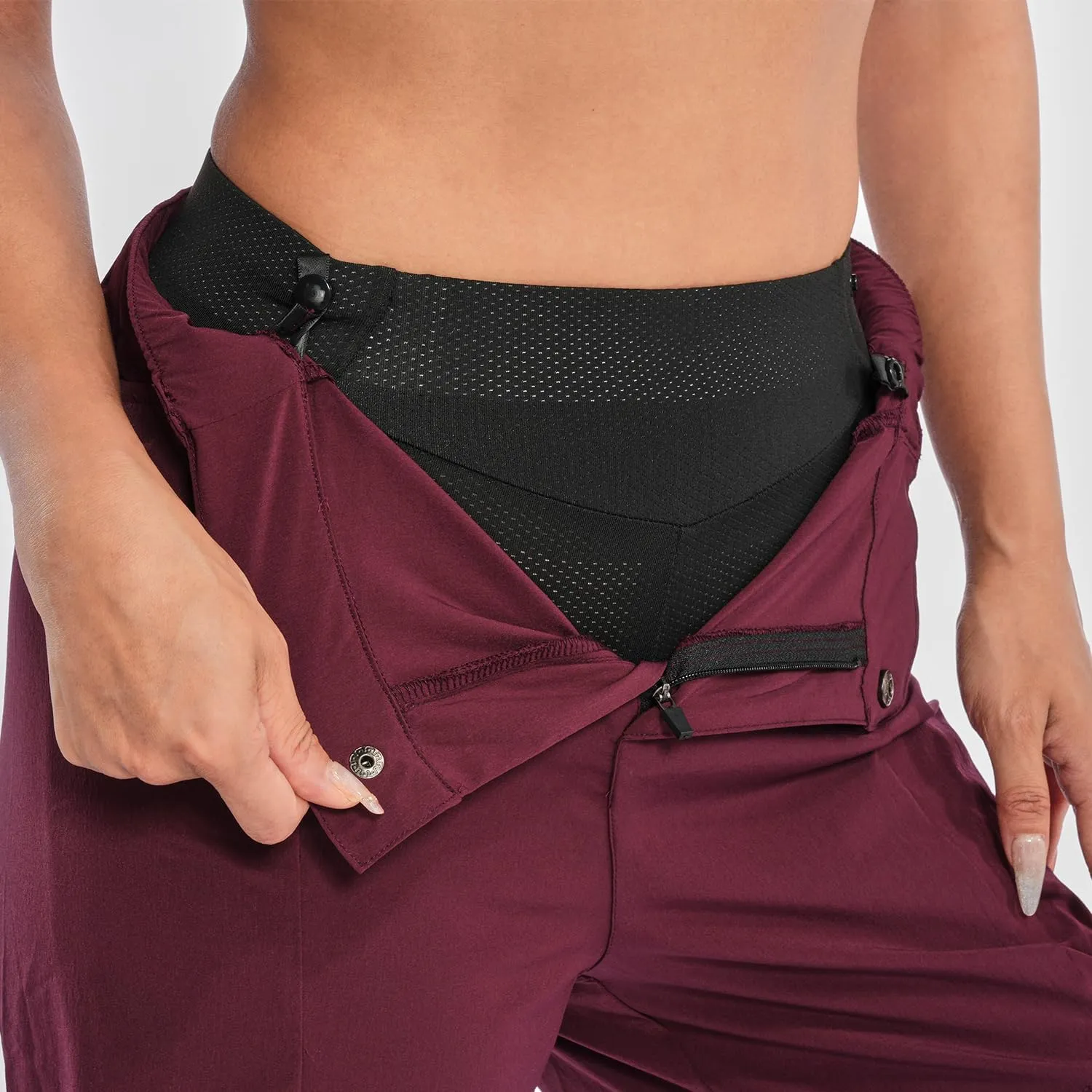 Womens Mountain Bike Shorts 2 in 1 Padded Cycling Women Biking Underwear with Padding Riding Bicycle Shorts Zipper Pocket