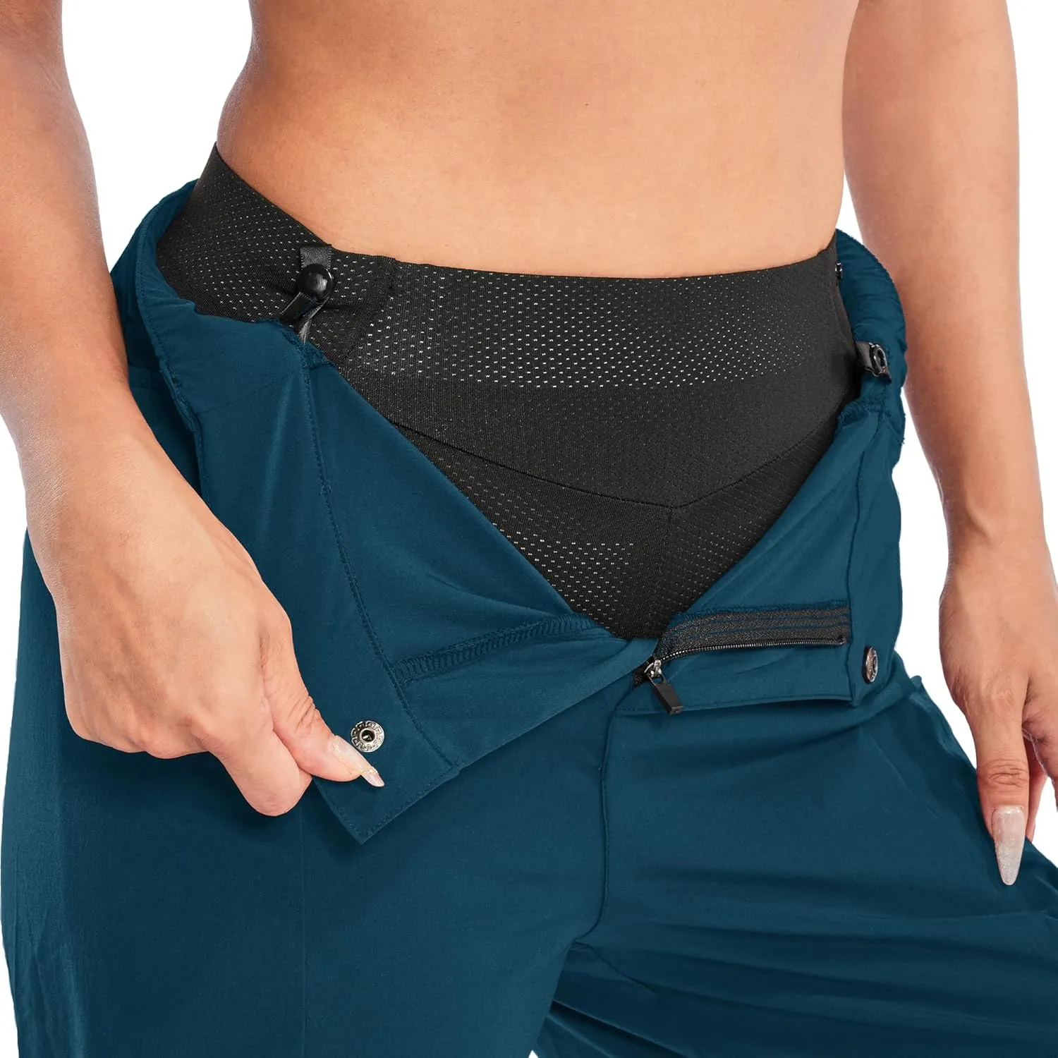 Womens Mountain Bike Shorts 2 in 1 Padded Cycling Women Biking Underwear with Padding Riding Bicycle Shorts Zipper Pocket