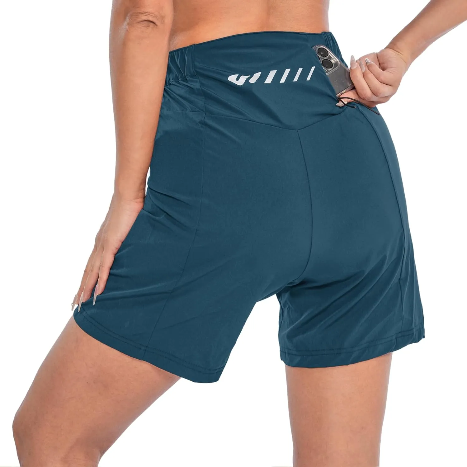 Womens Mountain Bike Shorts 2 in 1 Padded Cycling Women Biking Underwear with Padding Riding Bicycle Shorts Zipper Pocket