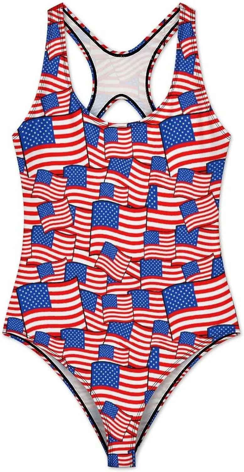 Womens One Piece Swimsuits Cute Tiger Checkered Tummy Control Bathing Suits Wireless Racerback Padded Swimwear