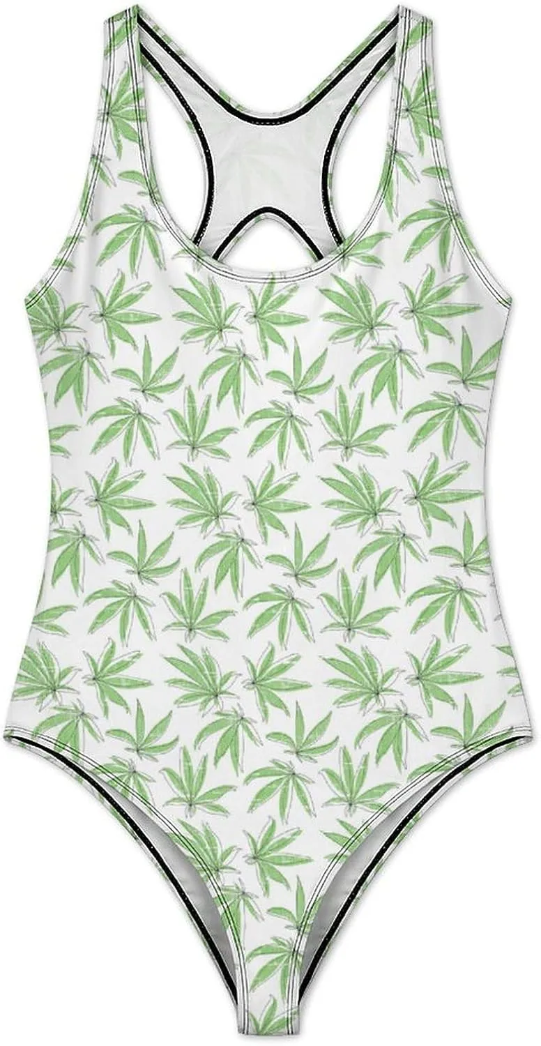 Womens One Piece Swimsuits Llama Cute Alpaca Checkered Tummy Control Bathing Suits Wireless Racerback Padded Swimwear