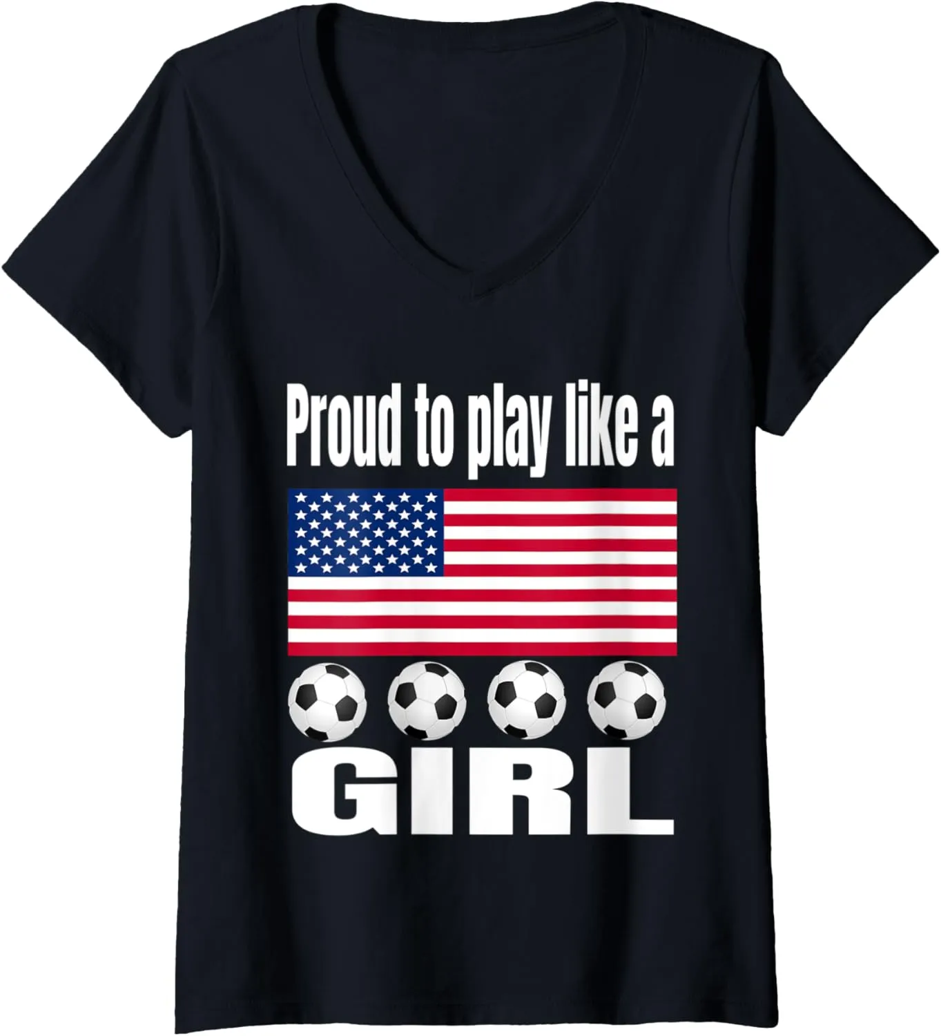 Womens Proud to play like a girl football V-Neck T-Shirt