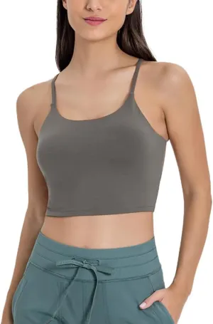 Women's Yoga Tank with Built in Bra,Padded Sports Bra, Crop Tank Tops Wireless Cami Shirt Fitness Yoga Workout Running
