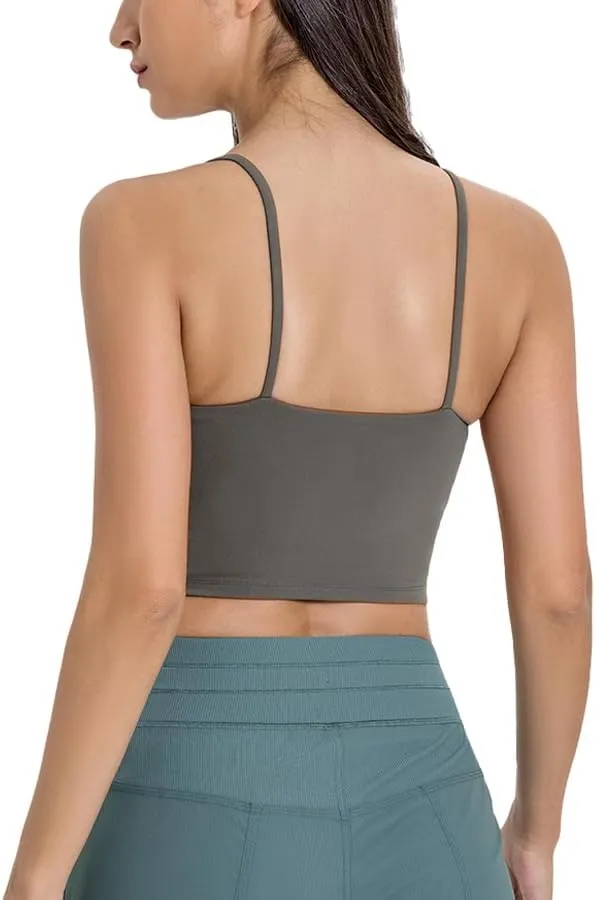 Women's Yoga Tank with Built in Bra,Padded Sports Bra, Crop Tank Tops Wireless Cami Shirt Fitness Yoga Workout Running