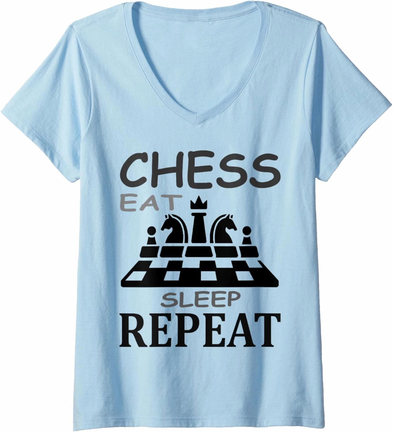 Womens Chess Play T-Shirt Chessboard Chess Mat Gift Idea V-Neck T-Shirt