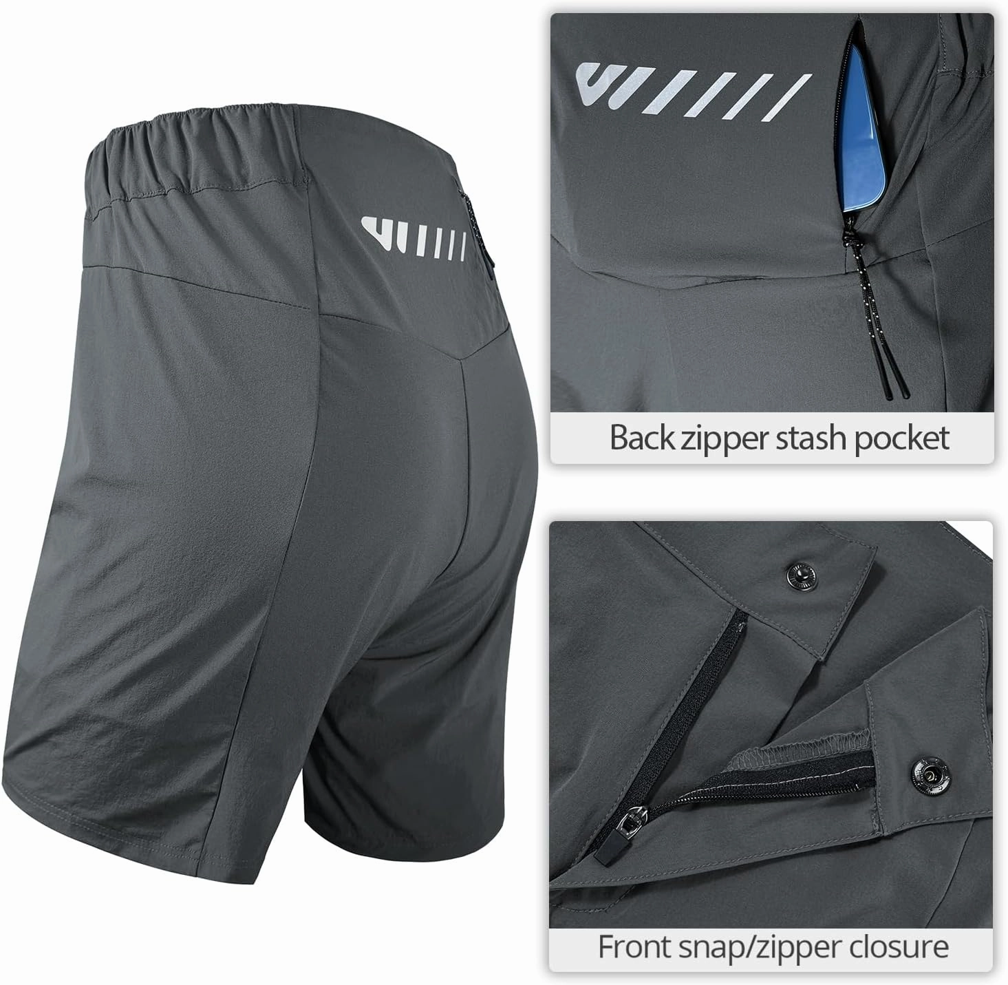 Womens Mountain Bike Shorts 2 in 1 Padded Cycling Women Biking Underwear with Padding Riding Bicycle Shorts Zipper Pocket