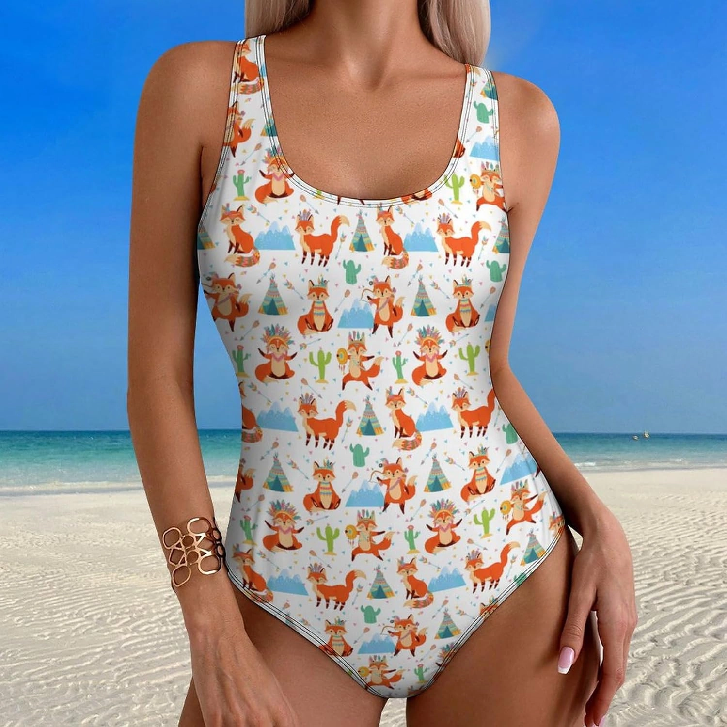 Womens One Piece Swimsuit Cute Red Cherry White Flower Tummy Control Bathing Suits Wireless Racerback Padded Swimwear