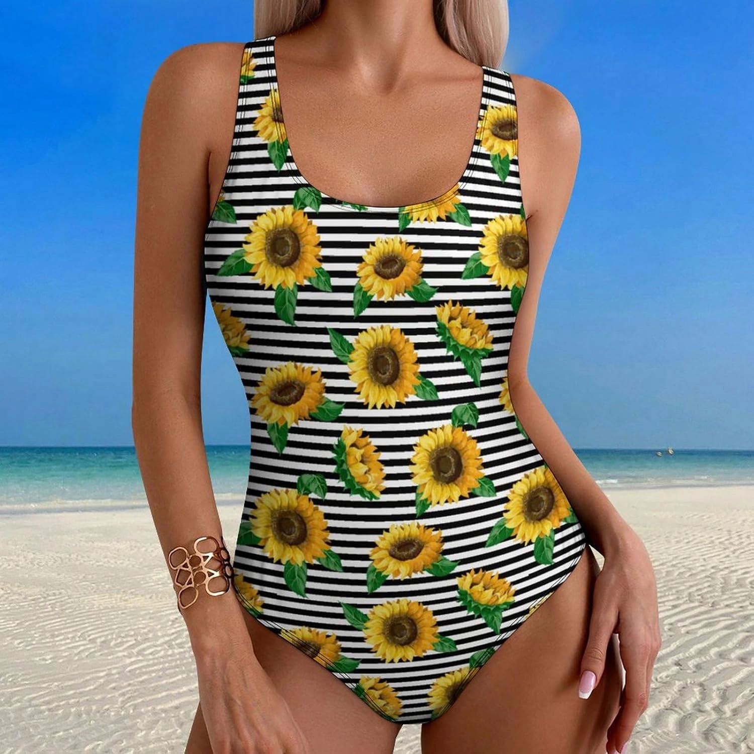 Womens One Piece Swimsuits Cute Duck Checkered Tummy Control Bathing Suits Wireless Racerback Padded Swimwear