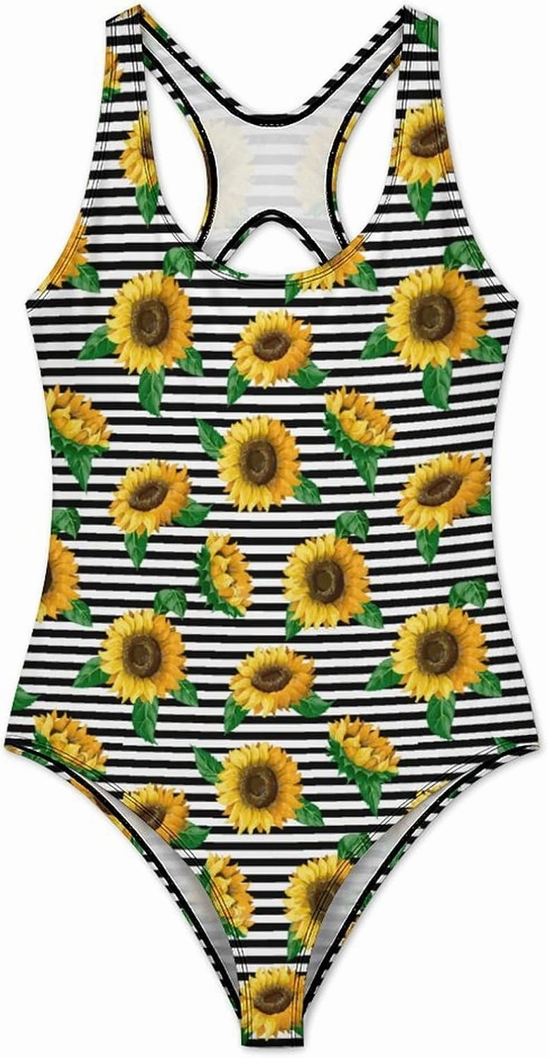 Womens One Piece Swimsuits Cute Duck Checkered Tummy Control Bathing Suits Wireless Racerback Padded Swimwear