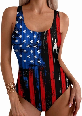 Womens One Piece Swimsuits Cute Duck Checkered Tummy Control Bathing Suits Wireless Racerback Padded Swimwear