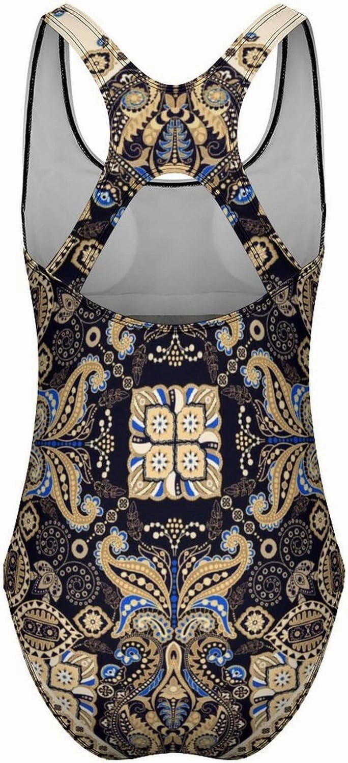 Womens One Piece Swimsuits Llama Cute Alpaca Checkered Tummy Control Bathing Suits Wireless Racerback Padded Swimwear