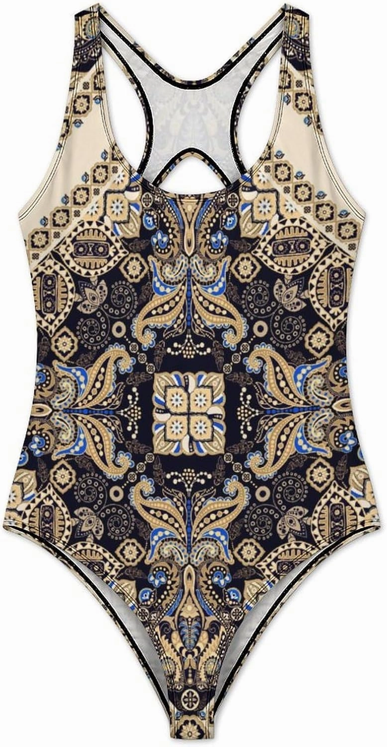 Womens One Piece Swimsuits Llama Cute Alpaca Checkered Tummy Control Bathing Suits Wireless Racerback Padded Swimwear