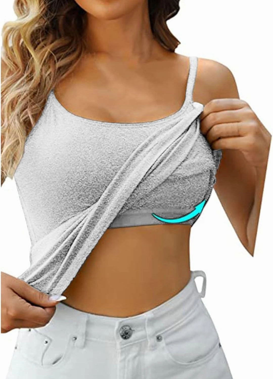 Womens Tank Tops with Built in Bras Pad Bra One Undershirt Camisole Tops for Women White Tank Top Woman Camisole
