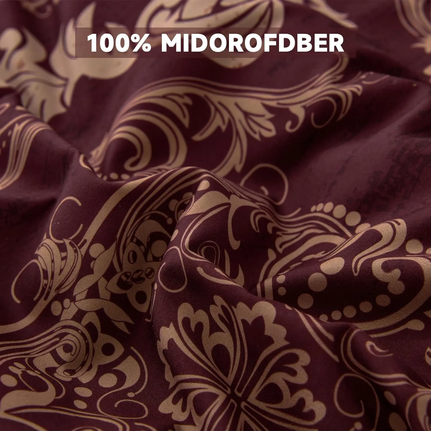 WONGS BEDDING Burgundy Comforter Set King Size, Maroon Damask Texture 7 Pieces Bed in a Bag Polyester Comforter Bedding Sets -1 Comforter, 1 Flat Sheet, 1 Fitted Sheet, 2 Pillow Shams,2 Pillowcases