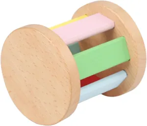 Wooden Roller Rattle Sensory Instrument for Boy Girl Engaging Early Education Plaything Develops Grasping Skills Hand Eye Coordination Bright Colors for Visual Recognition