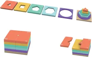 Wooden Sorting & Stacking Toy, Montessori Shape Stacker for Kids Ages 3 , 16 Pcs Geometric Puzzle, Color Number Counting Educational Blocks for Toddlers 5 Year Old, Matching Game for Baby Boys & Girls