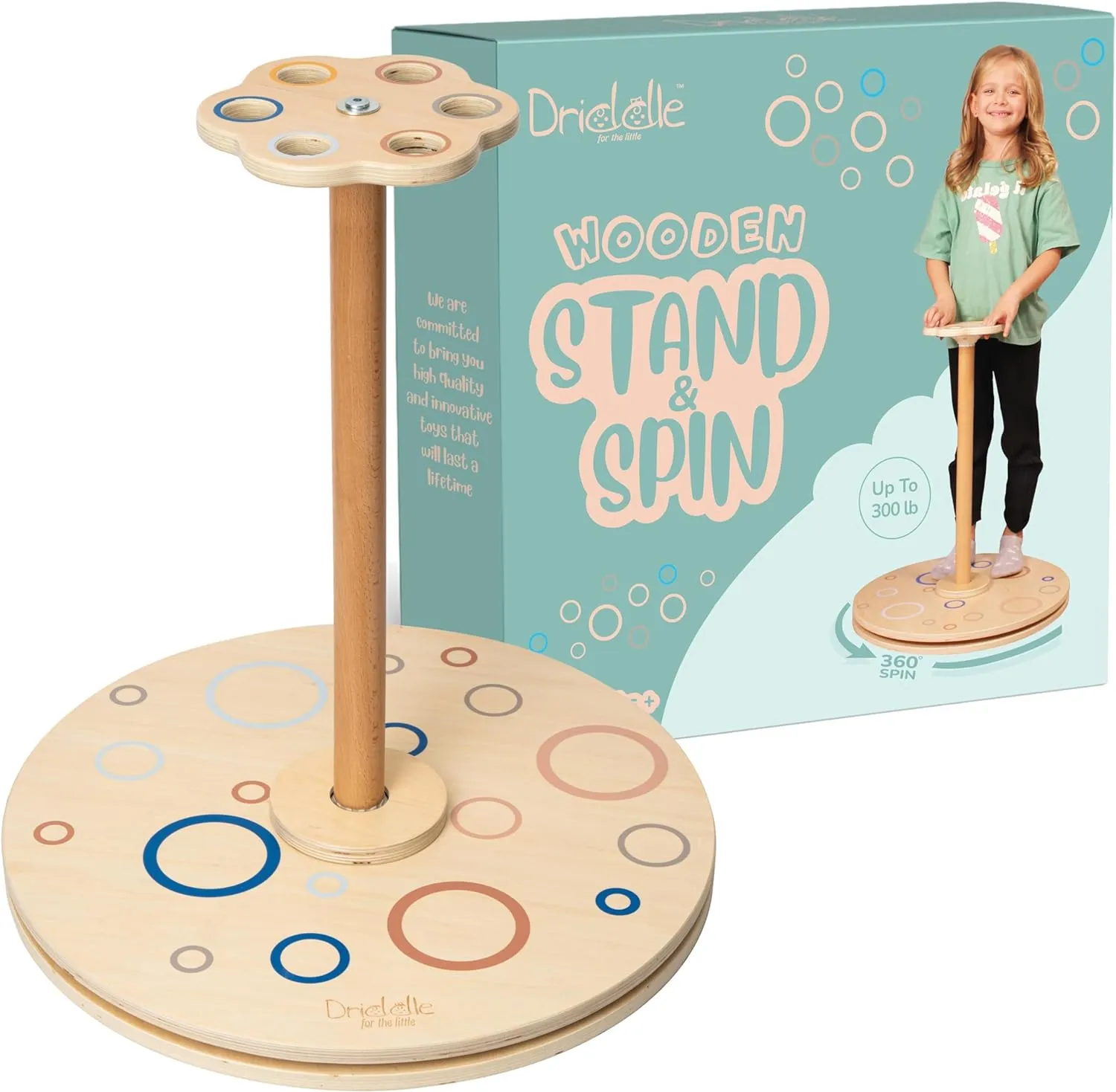 Wooden Stand and Spin Toy | Balance Board 360° Spinner Stand Toddler Toys Age 2, 3, 4, 5, Birthday for Boy Girl, 18 Months  , Kids Toy Indoor or Outdoor for 2 Year Old (Patent Pending)