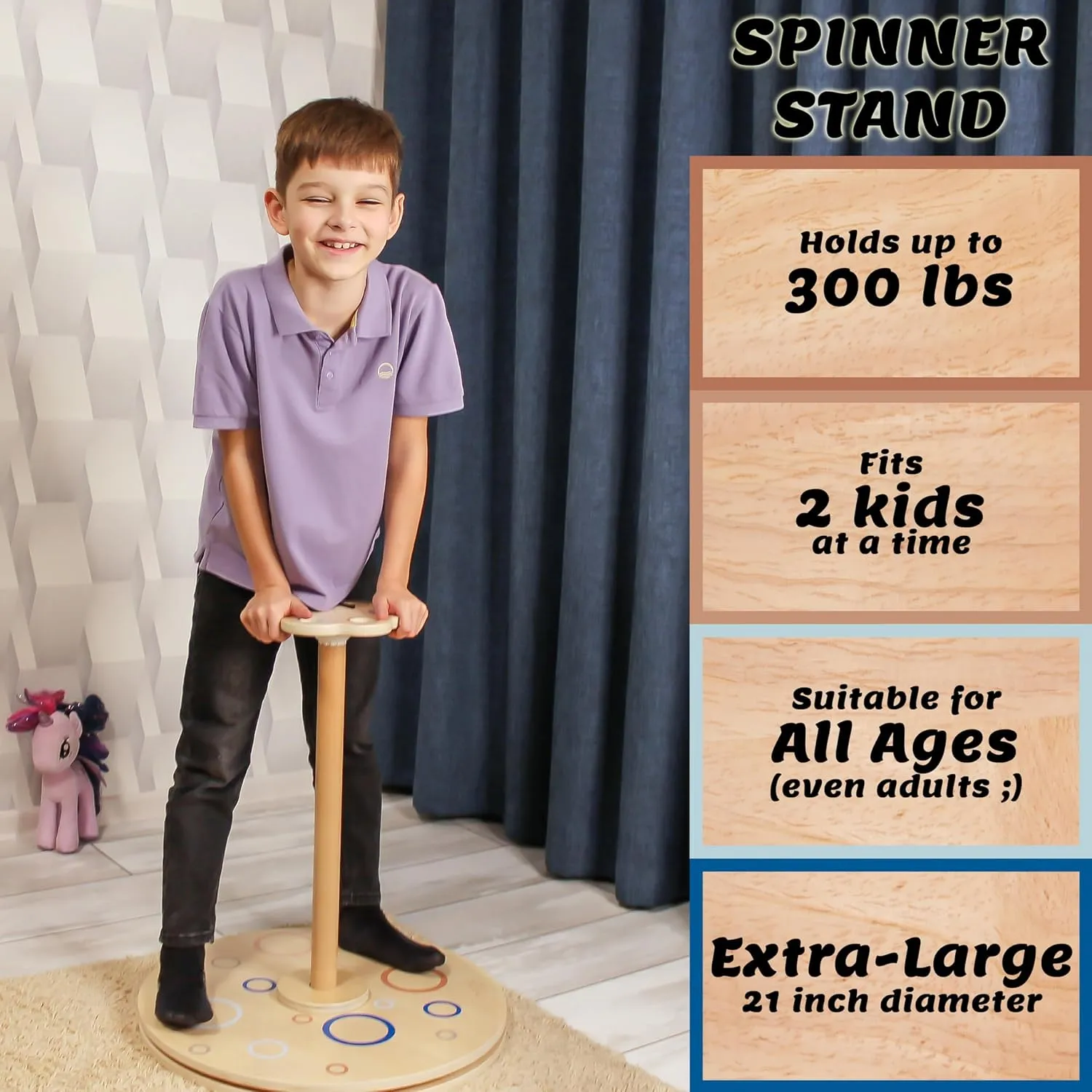 Wooden Stand and Spin Toy | Balance Board 360° Spinner Stand Toddler Toys Age 2, 3, 4, 5, Birthday for Boy Girl, 18 Months  , Kids Toy Indoor or Outdoor for 2 Year Old (Patent Pending)
