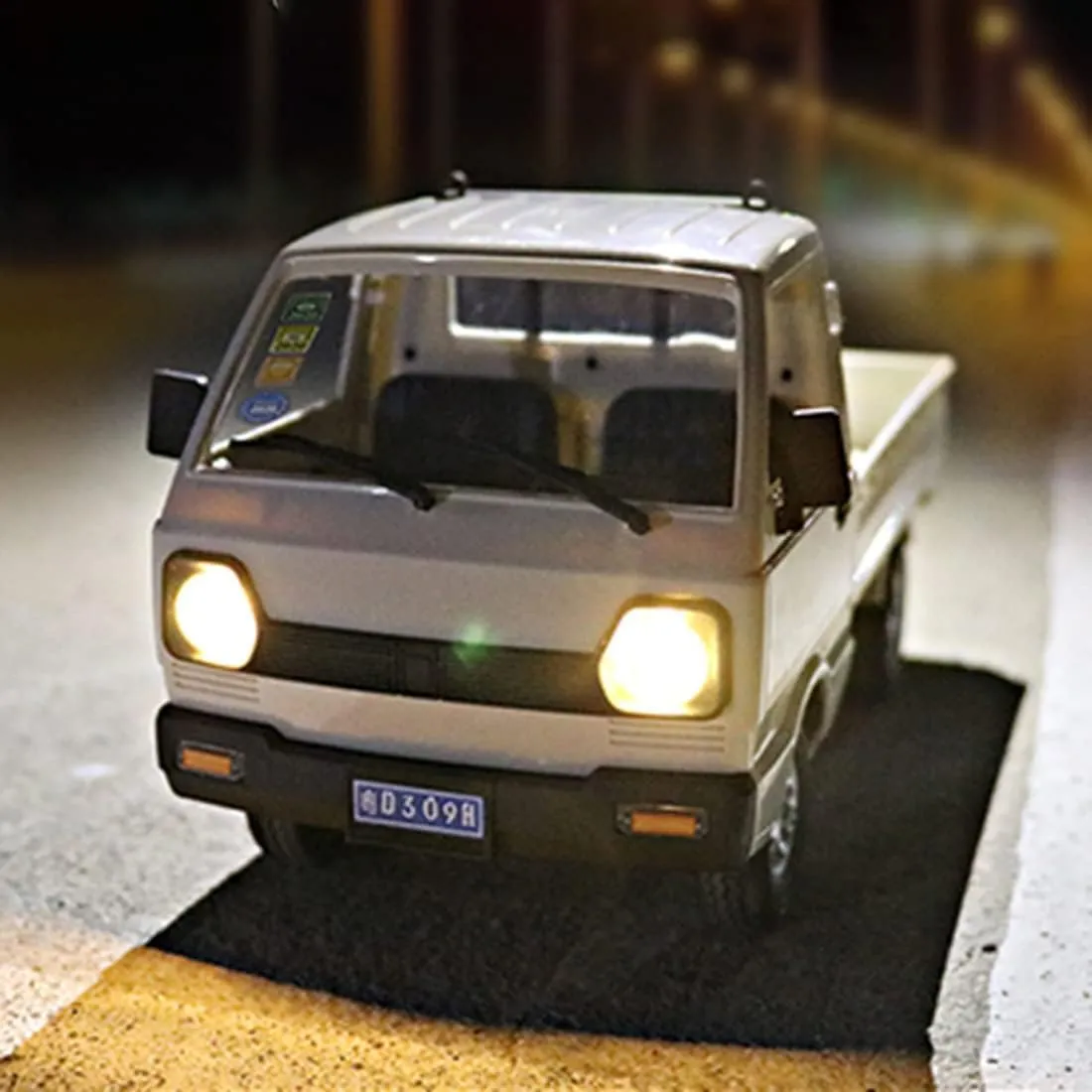 WPL D12 1/16 RC Truck for Adult, 2.4GHz Mini Truck Remote Control Drift Pickup Off Road Vehicle, 130 Motor Rear Drive 20KM/H Cargo Car with Led Light - 3 Battery