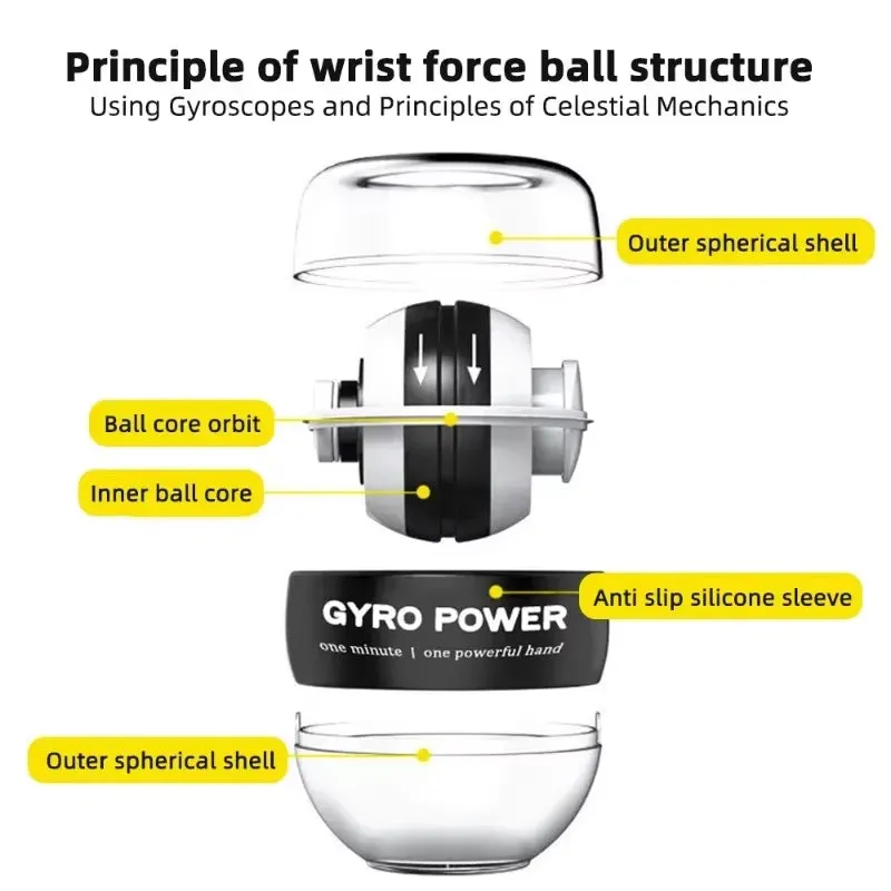 Wrist Power Ball LED Auto-Start Grip Gyro Ball Gyroscope Trainer Hand Muscle Relax Arm Fitness Home Exercise Sport Equipment