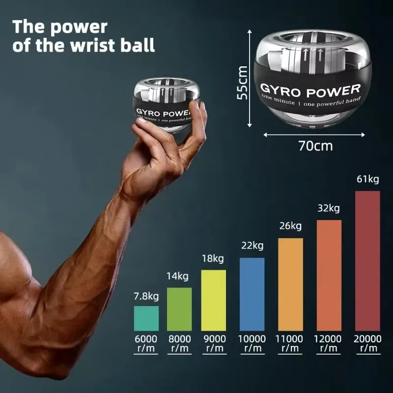 Wrist Power Ball LED Auto-Start Grip Gyro Ball Gyroscope Trainer Hand Muscle Relax Arm Fitness Home Exercise Sport Equipment