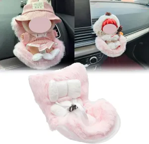 x xotic tech Car Seat for Dolls with Soft Furry Cushion, Cute Safety Seat Fresheners Clips onto Car Air Vent, Includes Seat Leg for Desktop Display, Car Ornament Decoration Accessories (Pink)