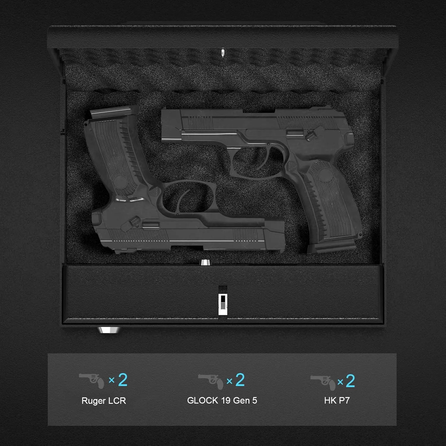 XDeer S004 Biometric Pistol Safe - Quick Access Handgun Firearm Safety Box with Upgraded Fingerprint, Keypad, and Key for Home, Bedside, Nightstand, or Car, Designed for Pistols Black